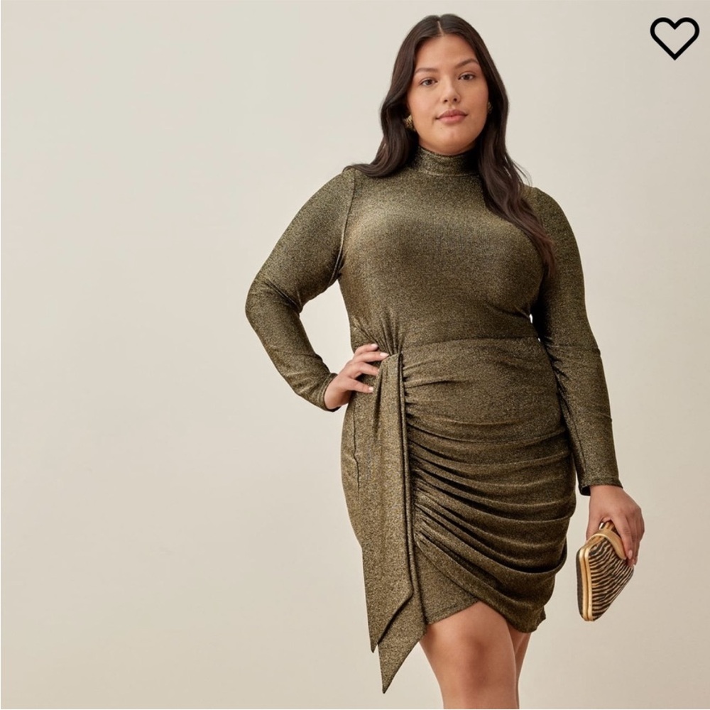 Reformation Paprika Gold Long Sleeve Dress
